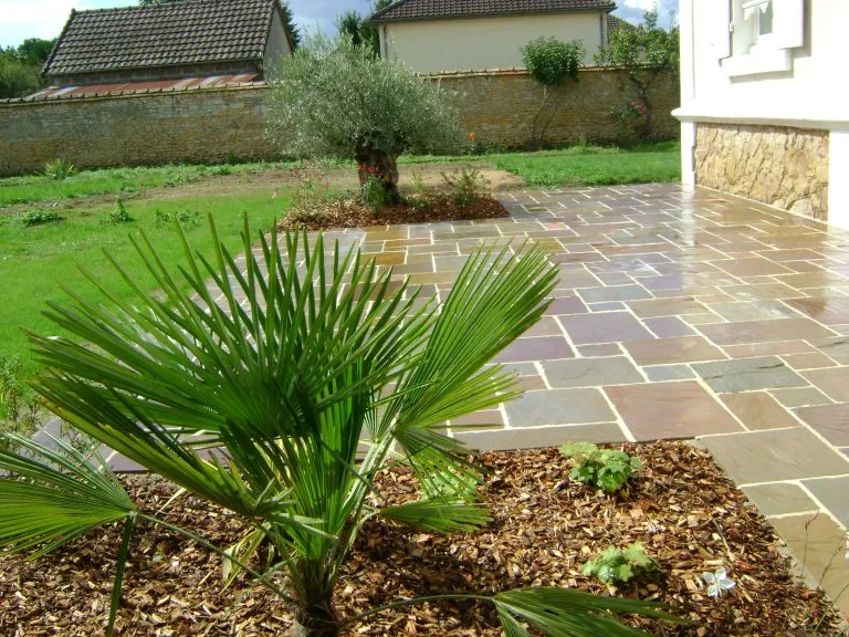 Terrasse grès nuancé